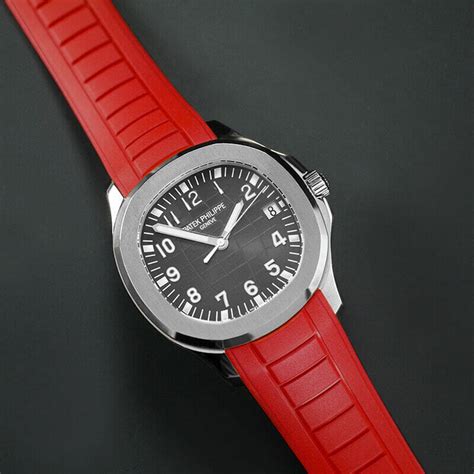 patek philippe aquanaut red strap|patek philippe aquanaut strap price.